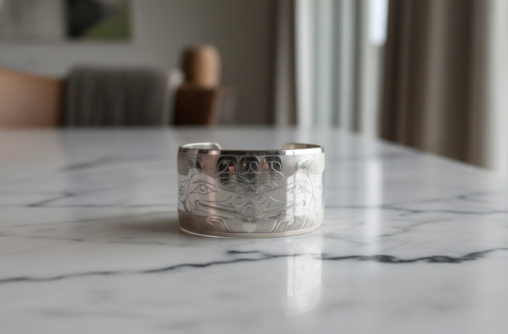 a-man-and-two-wolves-silver-bracelet