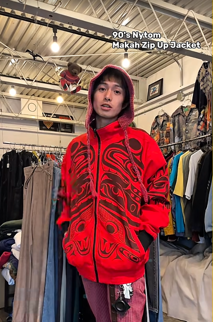 man in japanese thrift store