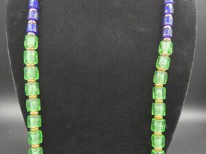 Dark Blue and Green - Copper Spacers - bead necklace